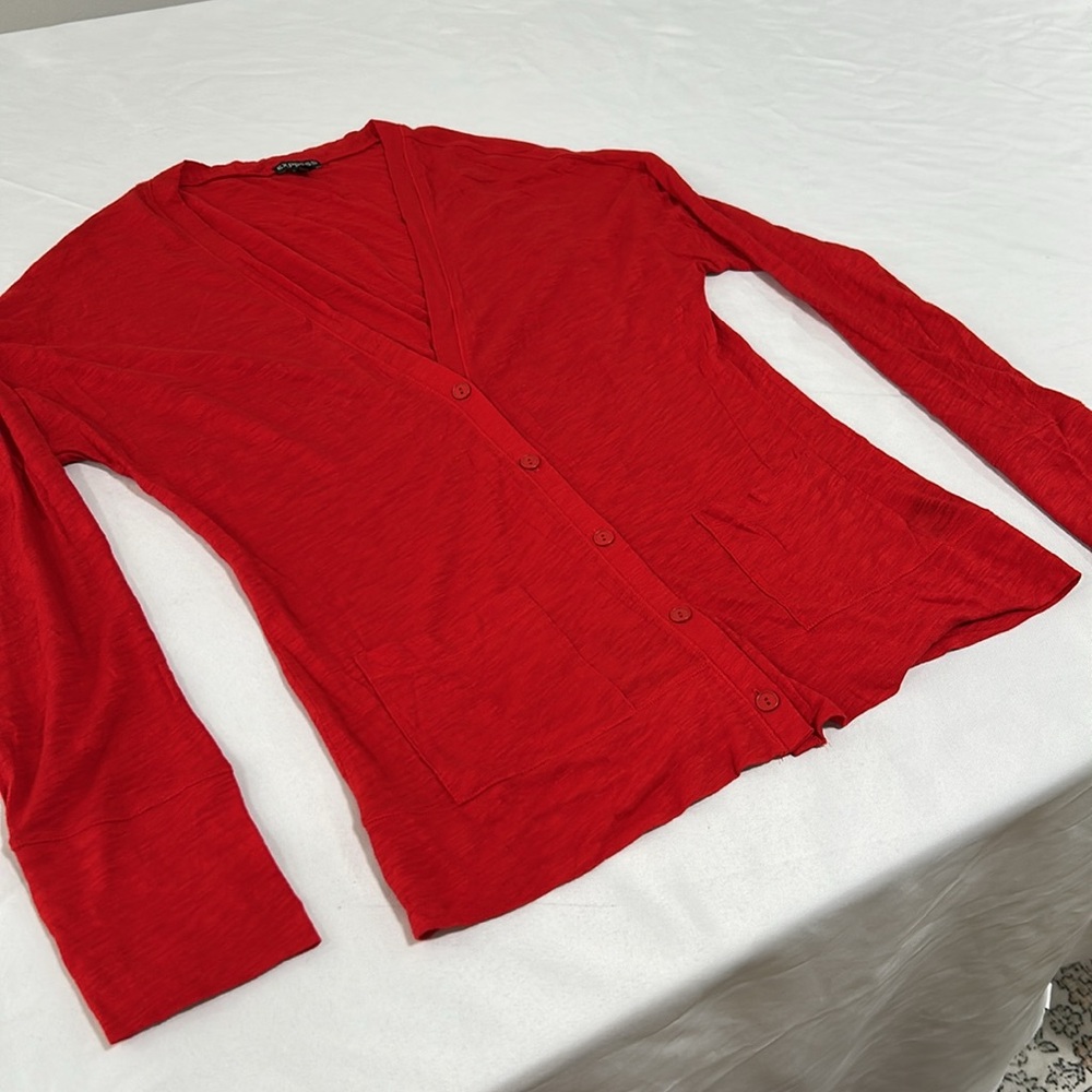 Express Vibrant Red Women's Cardigan - Picture 3 of 4